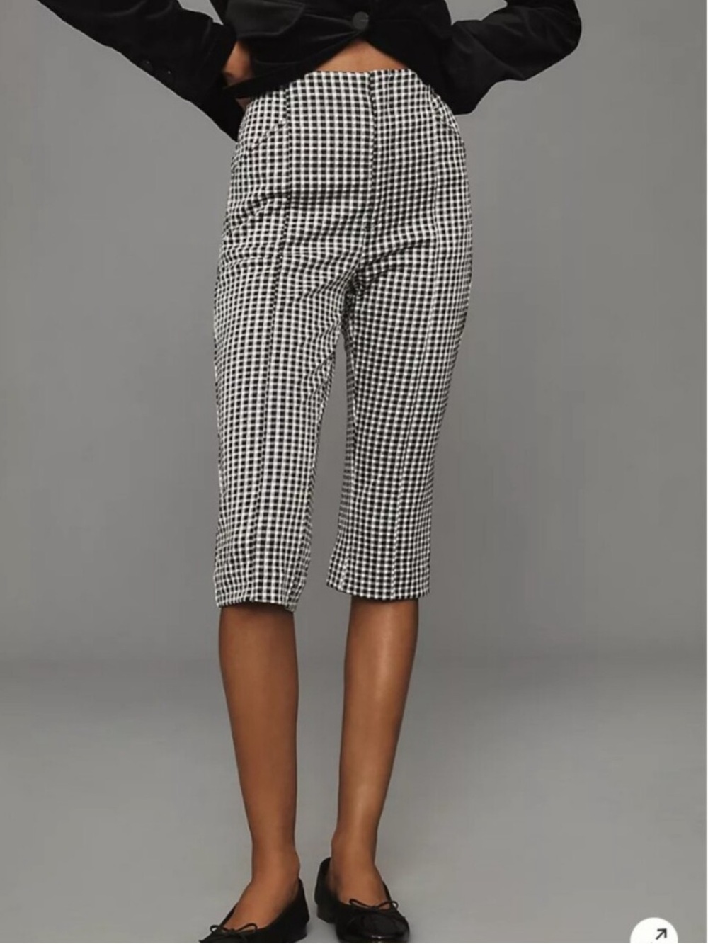 Anthropologie Maeve Gingham Capri Black White NWT 0